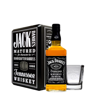 Jack Daniel's - confezione in latta 1 bottiglia 70 cl e 2 bicchieri
