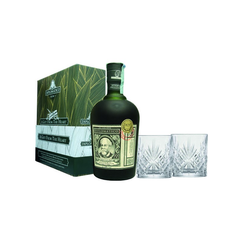 GIFT RUM DIPLOMATICO EXCLUSIVA 12 YO +2BICCHIERI