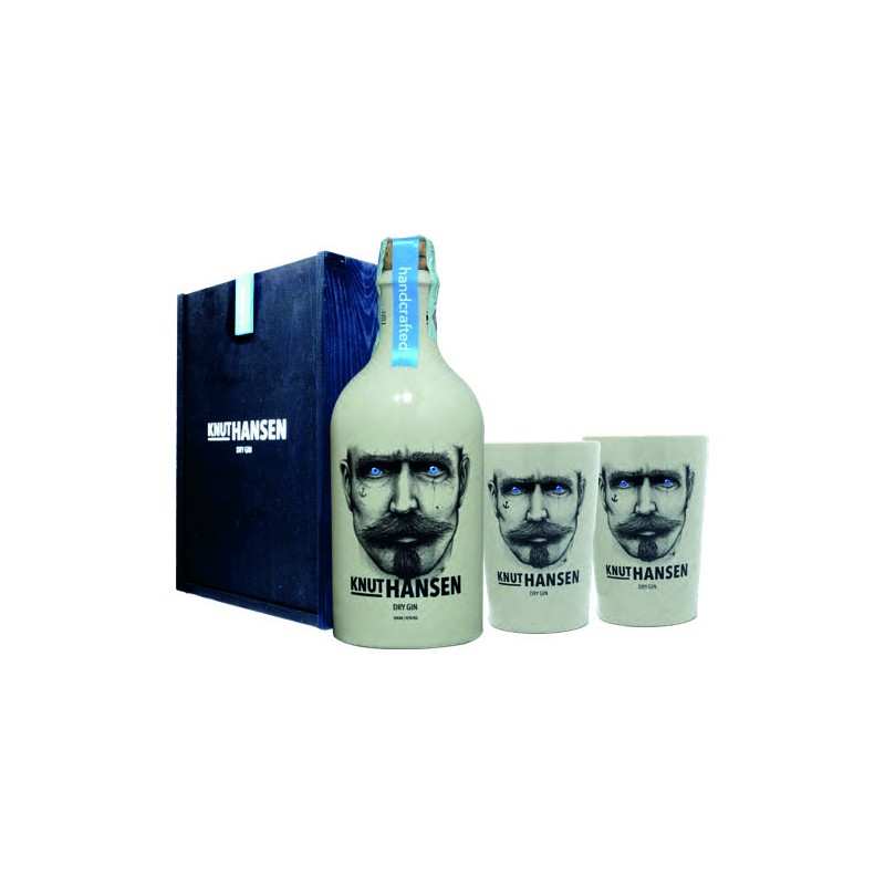GIFT GIN KNUT HANSEN 50 cl 42% LEGNO+2 BICCHIERI