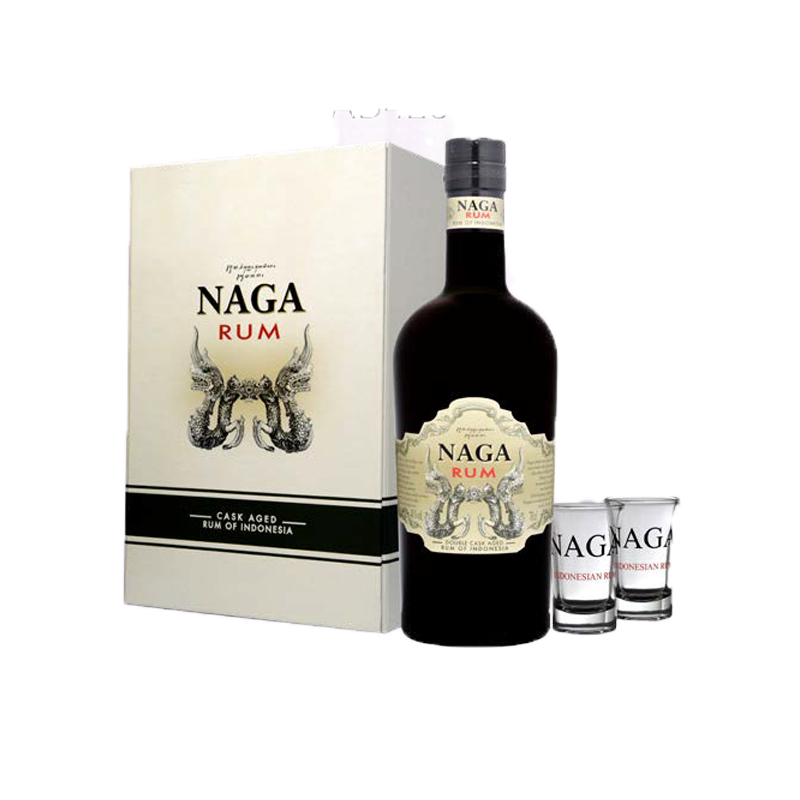 Naga Rum - 1 bottiglia 70 cl e 2 bicchieri