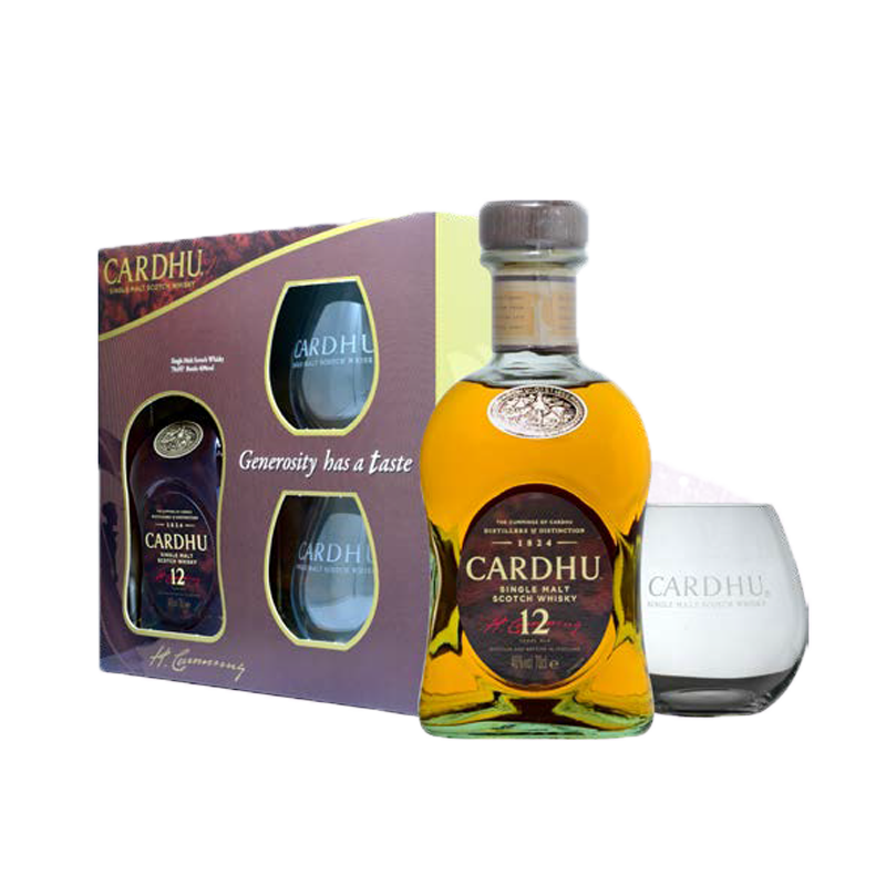 Cardhu Scotch Whisky 12 Y.O. - 1 bottiglia 70 cl e 2 bicchieri