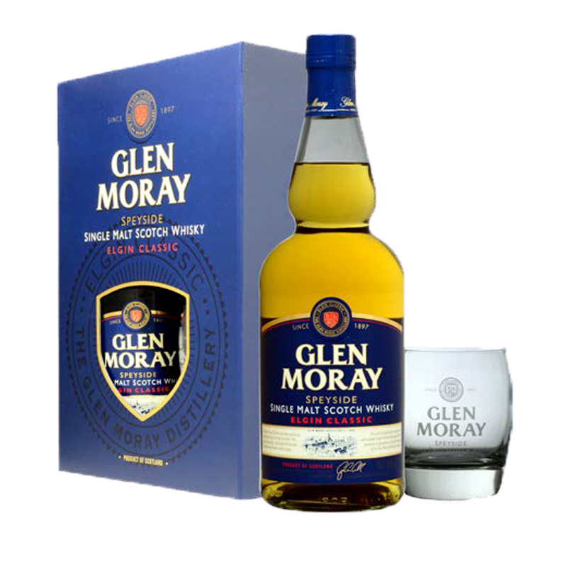 Glen Moray - 1 bottiglia 70 cl e 2 bicchieri