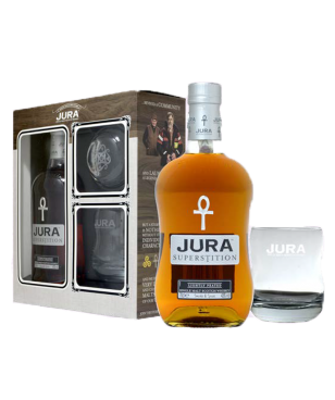 Jura Superstition Scotch Whisky - 1 bottiglia 70 cl e 2 bicchieri
