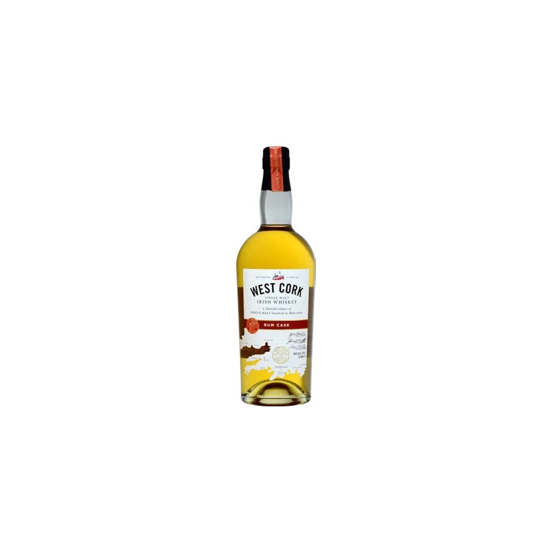 IRISH WHISKEY WEST CORK SINGLE MALT RUM CASK 70 cl 43%