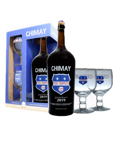 Chimay Cadeau - 1 bt 1,5 litri Chimay blu e 2 bicchieri