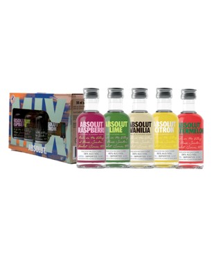 VODKA ABSOLUT FIVE 5 GUSTI 38,8% MINIATURES 5*5cl