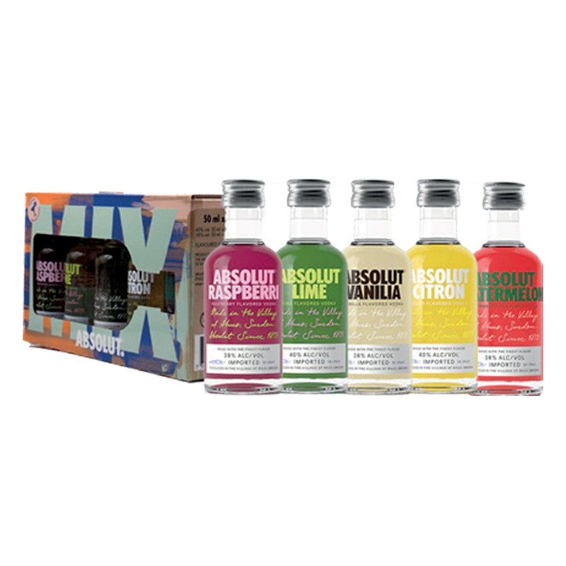 VODKA ABSOLUT FIVE 5 GUSTI 38,8% MINIATURES 5*5cl VODKA ABSOLUT FIVE 5 GUSTI 38,8% MINIATURES 5*5cl