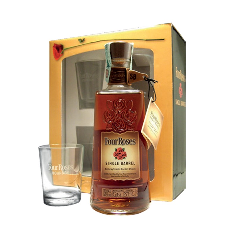 GIFT BOURBON WHISKEY FOUR ROSES 50% 70cl +2BICCHIERI GIFT BOURBON WHISKEY FOUR ROSES 50% 70cl +2BICCHIERI