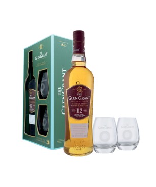 GIFT SCOTCH WHISKY GLEN GRANT 12YO 70cl +2 BICCHIERI