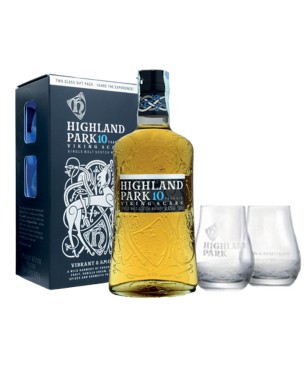 GIFT SCOTCH WHISKY HIGHLAND PARK 10 Y.O. 40% 70cl +2BICCHIERI