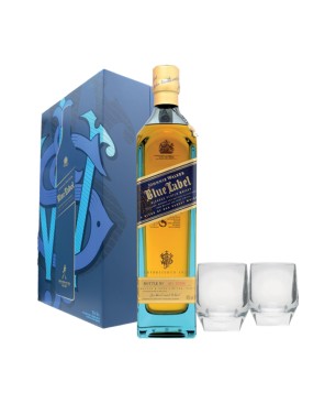 GIFT SCOTCH WHISKY JOHNNIE WALKER BLUE LABEL 40% 70cl +2BICCHIERI