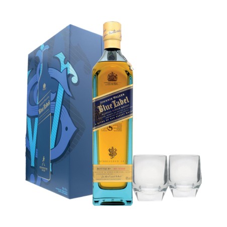 GIFT SCOTCH WHISKY JOHNNIE WALKER BLUE LABEL 40% 70cl +2BICCHIERI