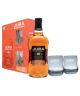 GIFT SCOTCH WHISKY JURA 10 Y.O. 40% 70cl +2 BICCHIERI