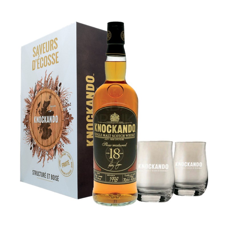 GIFT SCOTCH WHISKY KNOCKANDO 18 YO 43% 70cl +2BICCHIERI
