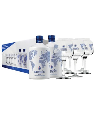GIFT GIN NORDES 40% 2 BOTTIGLIE 70cl+6 BICCHIERI