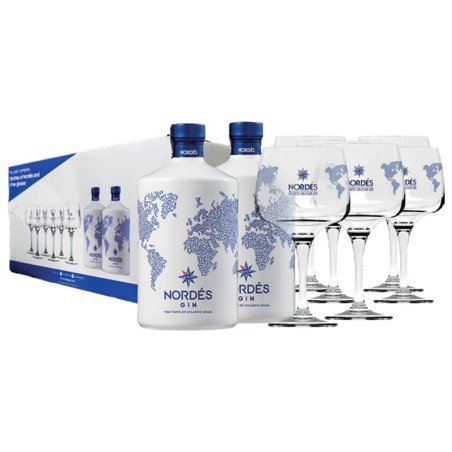 GIFT GIN NORDES 40% 2 BOTTIGLIE 70cl+6 BICCHIERI