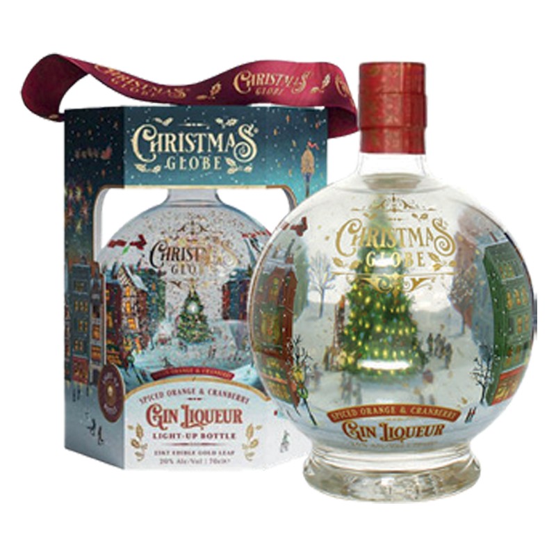 GIFT GIN CHRISTMAS GLOBE GIN LIQUEUR SPICED ORANGE & CRANBERRY 20% 70cl GBOX