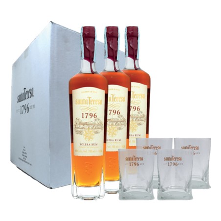 GIFT RUM SANTA TERESA 1796 40% 3BT 70cl + 4BICCHIERI