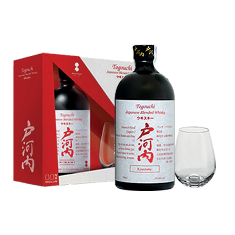 GIFT JAPANESE WHISKEY TOGOUCHI KIWAMI 40% 70cl+2 BICCHIERi