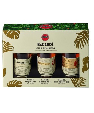 RUM BACARDI COFANETTO DEGUSTAZIONE 3×10 CL MINIATURES VETRO