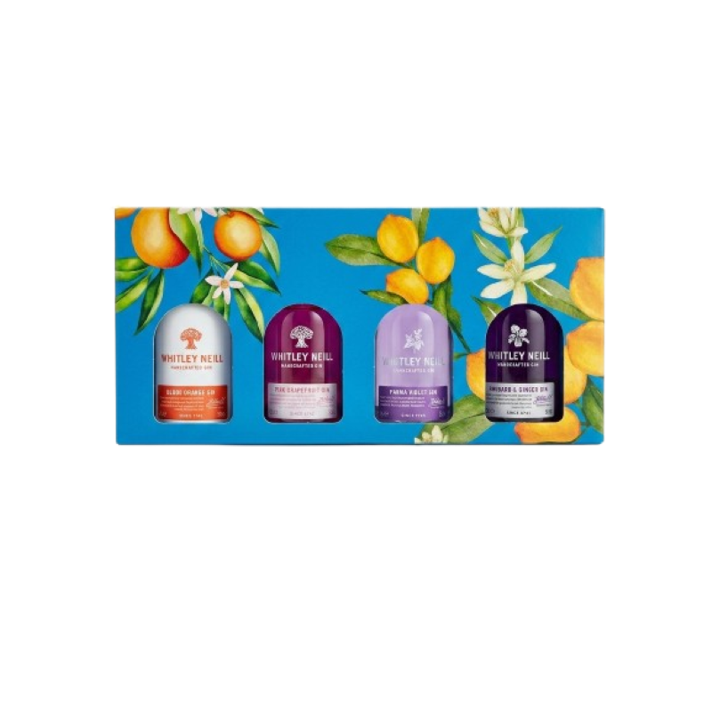 Whitley Neill Flavoured Gin Tasting Selection Mignon - Confezione Regalo 4 *5cl VETRO Whitley Neill Flavoured Gin Tasting Selection Mignon - Confezione Regalo 4 *5cl VETRO