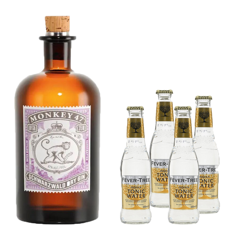 Monkey Gin 50 cl - Indian Tonic Fever Tree (4x200ml)